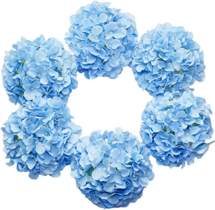 Lot de 6 têtes de fleurs d'hortensia en soie de 8.7 pouces
