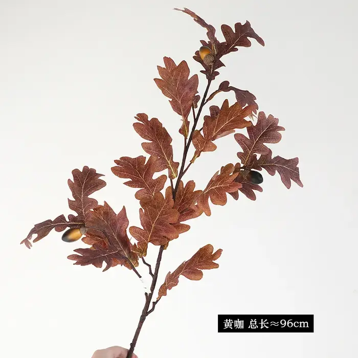 Feuilles de chêne à branches longues, 4 pièces, fleurs artificielles, arrière-plan de mariage, Arran