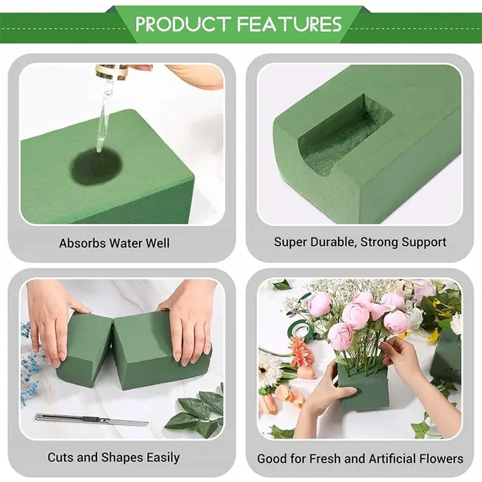 Mousse florale verte carrée 10x20CM