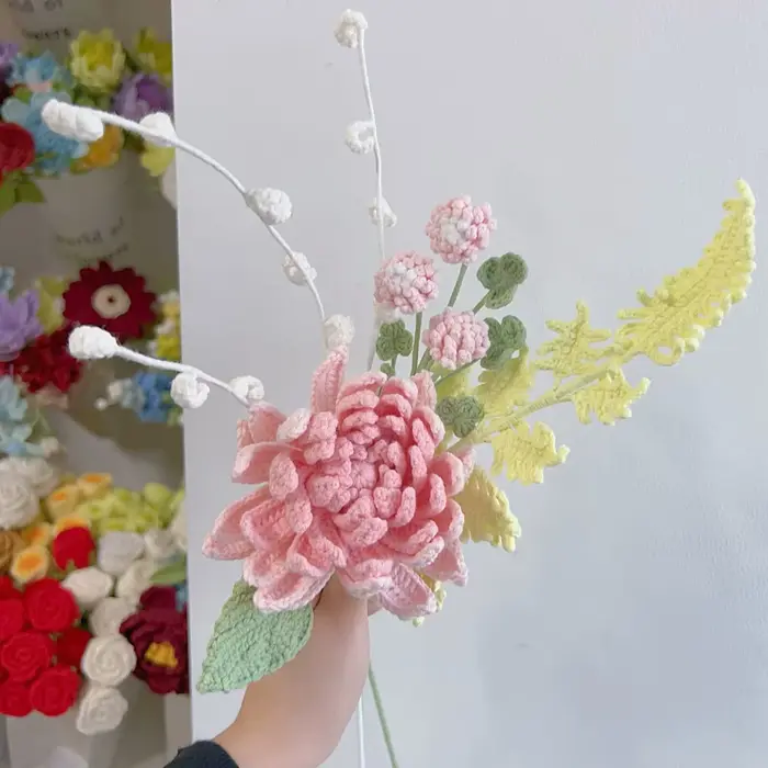 Fleurs au Crochet faites à la main, fleurs de princesse Protea roses de luxe, décoration de mariage 