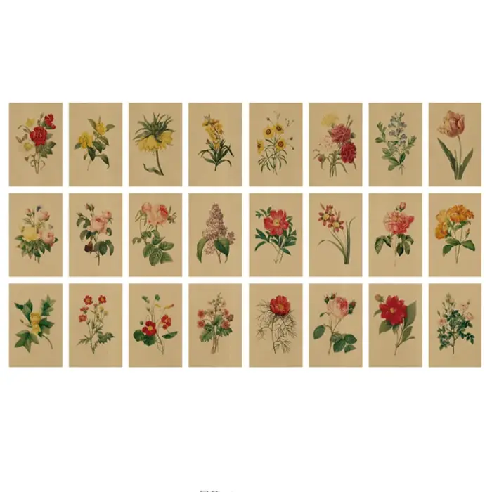 Carte postale d'illustration de plante peinte à la main, carte décorative de fleurs, carte de vœux r