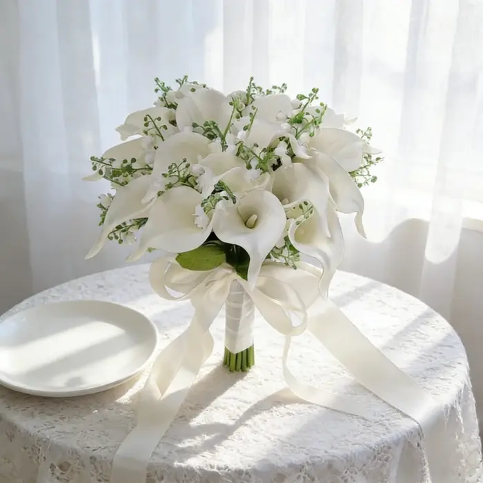 Bouquet de fleurs de lys Calla artificielles blanches