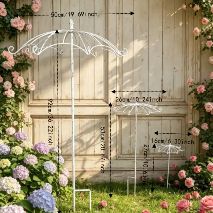 Treillis en forme de parapluie pour arrangement floral, support décoratif ajouré en fer, style rustique, pour plantes grimpantes, jardin de villa