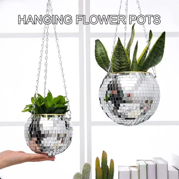 Chang Ball-Pot de Fleur Rond en Plastique avec Miroir