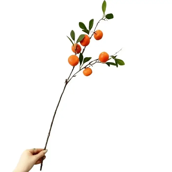 Branche d'Orange Artificielle Feuilles Vertes
