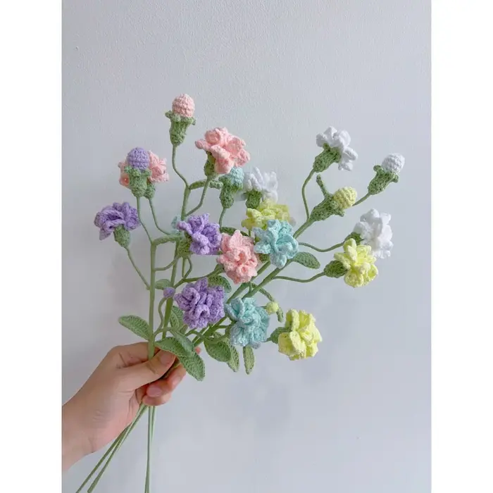 Bouquet de fleurs de jasmin au crochet en laine Pure tissée à la main
