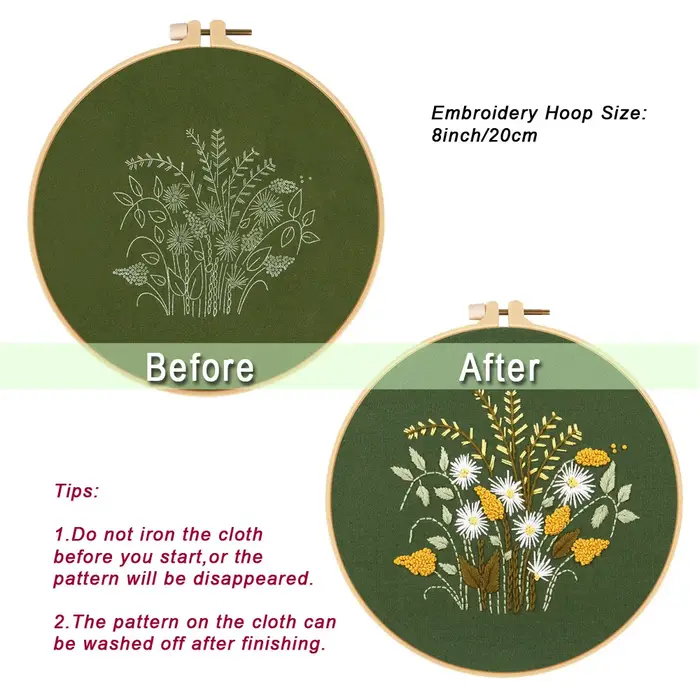 Ensemble de Broderie à Motif de Fleurs et Plantes