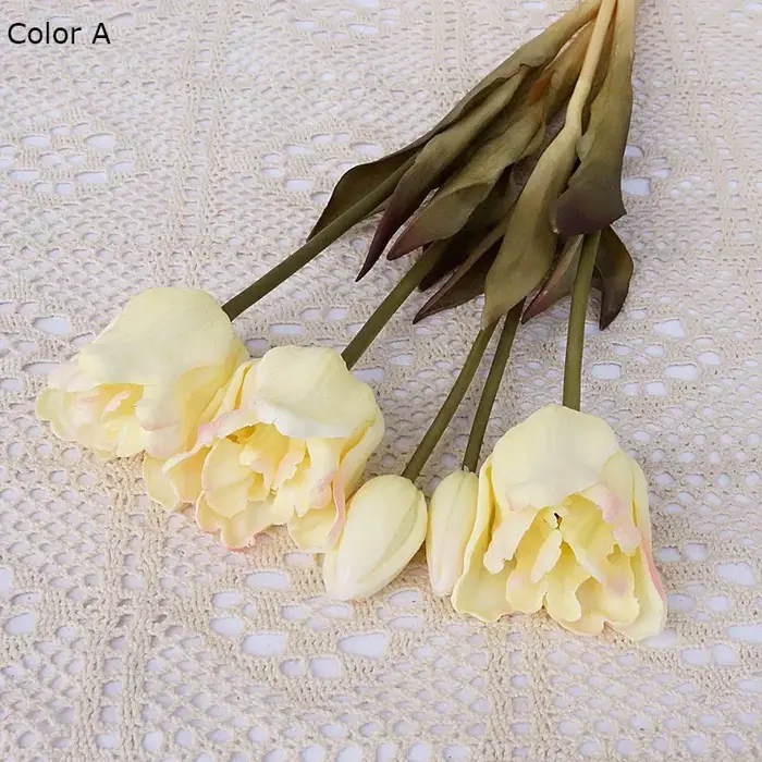 Grandes tulipes baroques en silicone au toucher unique, fleurs artificielles de luxe, décoration de 