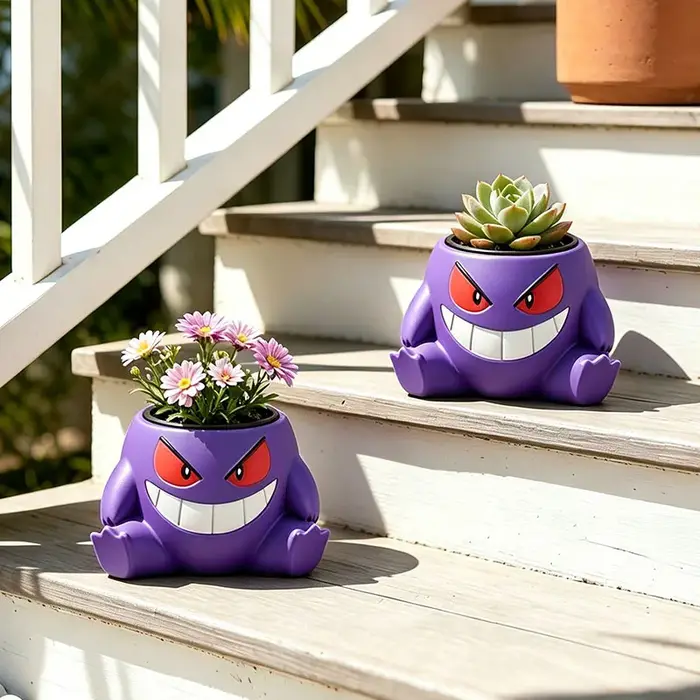 Pot de fleurs en résine en forme de Gengar de dessin animé