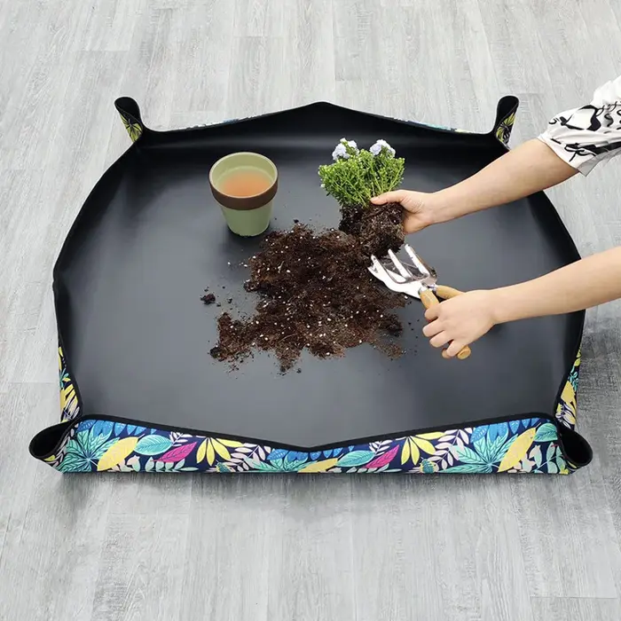 Tapis de repotage pliable imperméable en PE 50cm*50cm pour plantes
