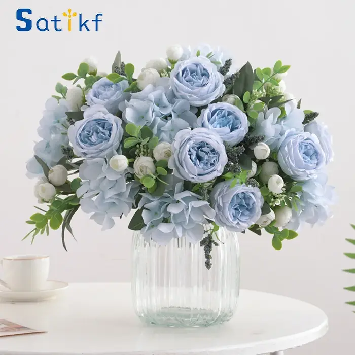 Bouquets en soie bleue