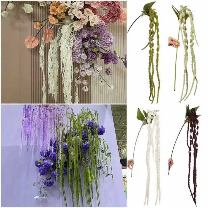 Plante artificielle suspendue Amaranthus à 6 têtes, amarante à longues queues multicolores, ornement floral à longues pampilles, accessoires