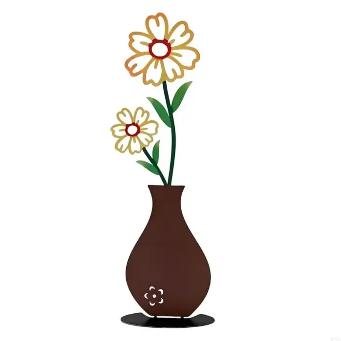 Vase à fleurs en métal, décorations Table, décors ferme rustiques, Sculptures en fer, ornement, déco