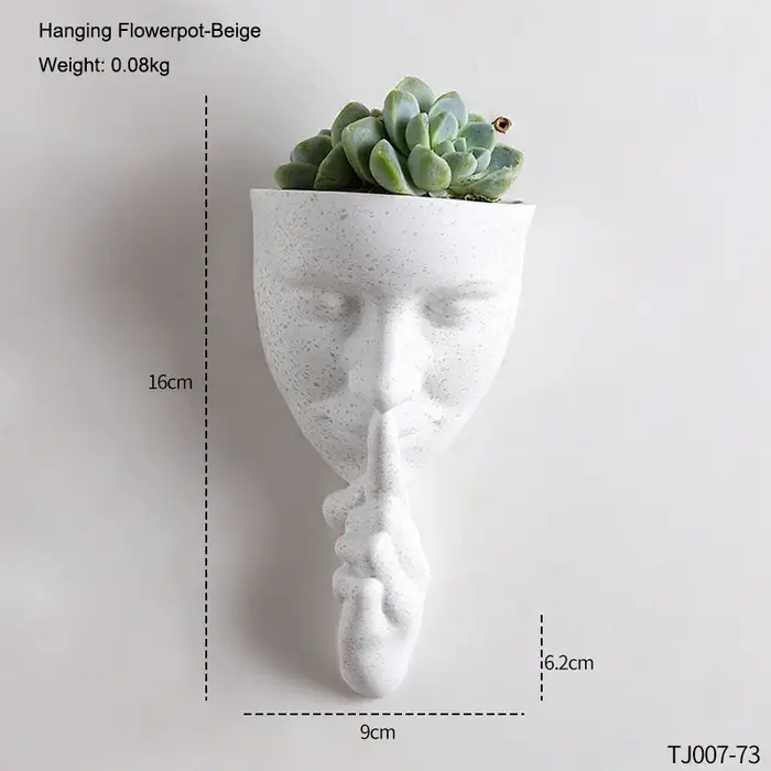 Pot de fleurs mural artistique en forme de visage