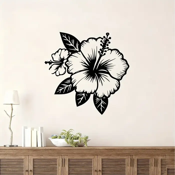 1 pièce d'art mural en métal Hibiscus