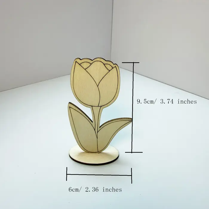 Lot de 6 pièces/1 ensemble de fleurs en bois à peindre soi-même