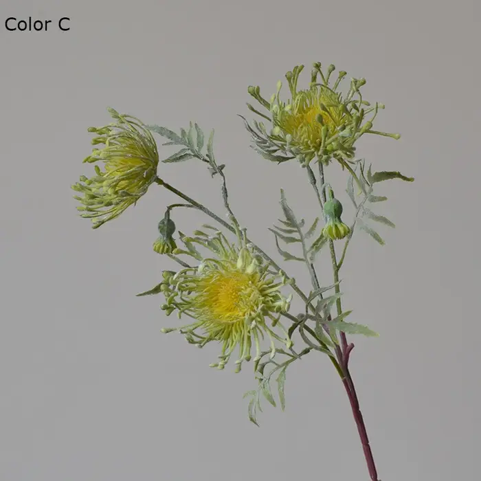 Fleurs artificielles de Leucospermum floquées pour la décoration de mariage flores artificiales fausse fleur en