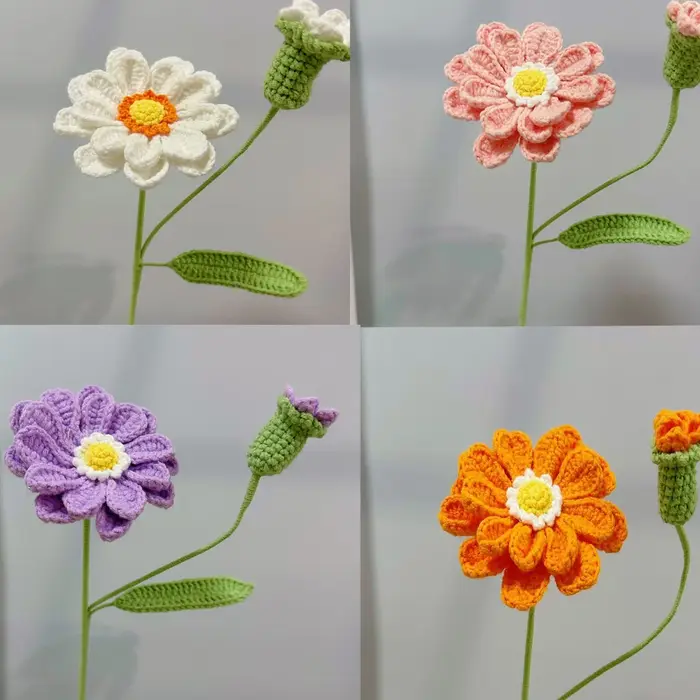 Bouquet de fleurs tricotées mignonnes