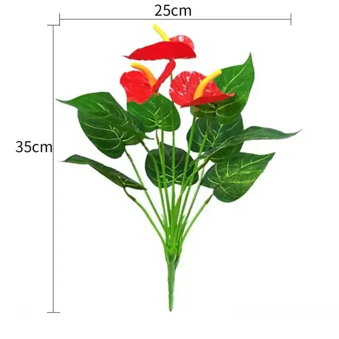 Palme rouge artificielle 35/50CM, nouvelle grande plante d'herbes, Simulation en plastique, Anthuriu