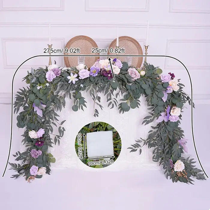 Série violette avec verdure, Table de vigne florale, plantes à fleurs, bibliothèque de vigne, access
