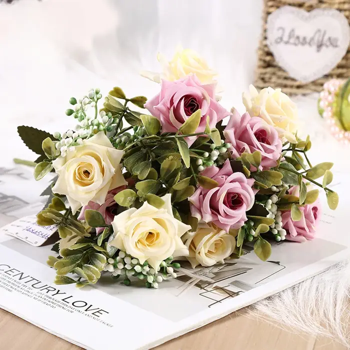Belle Imitation pivoine Rose frisée fleur de soie bricolage maison jardin fête mariage décor fleurs artificielles
