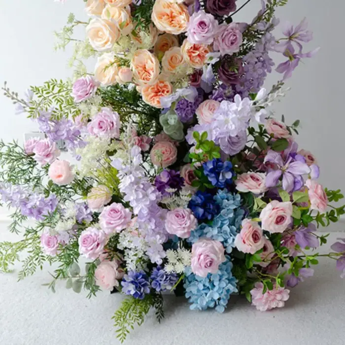 Uflower coloré Rose pivoine verdure fleur rangée Arrangement Floral décor corne arc mariage toile de fond étage événement scène fête accessoire