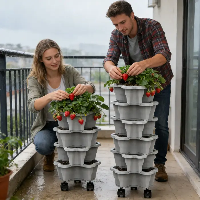 Tour de jardinage verticale à 6 niveaux avec roulettes