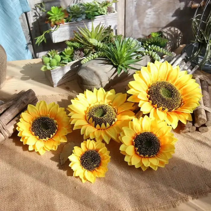 Tête de fleur artificielle tournesol en soie