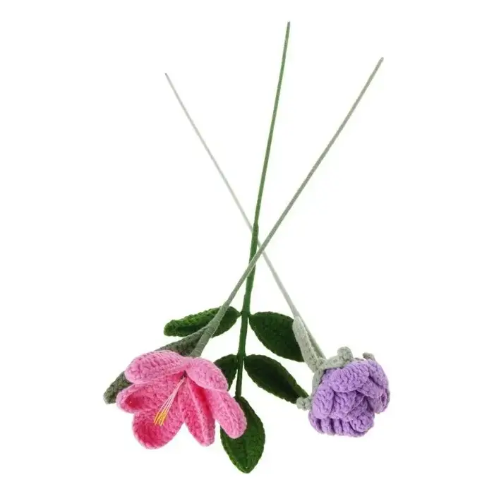 E8BD – Bouquet fleurs artificielles Crochet, pour mariage, saint-valentin, Thanksgiving