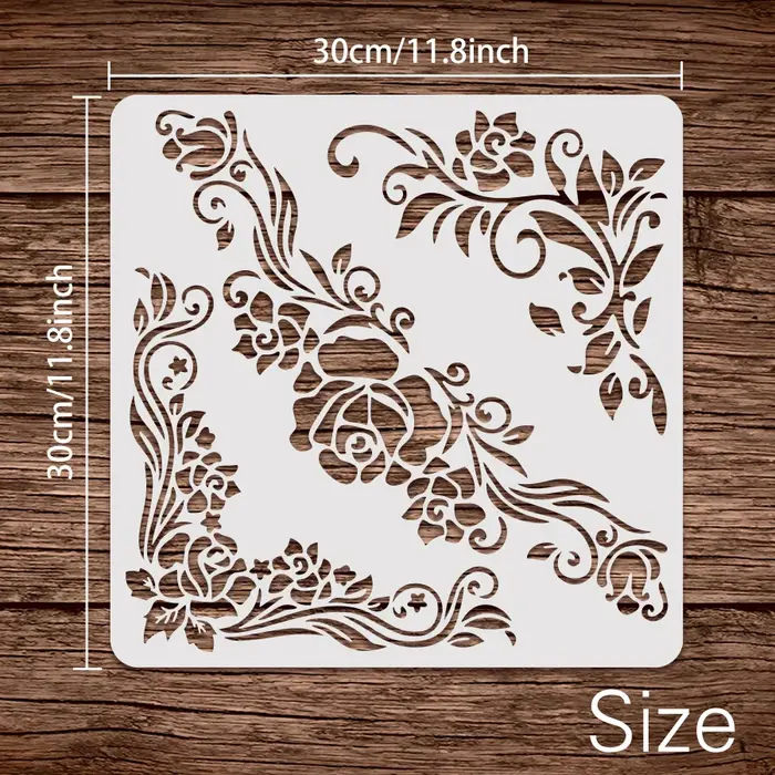 Pochoir mural Vintage en forme de fleur de Rose