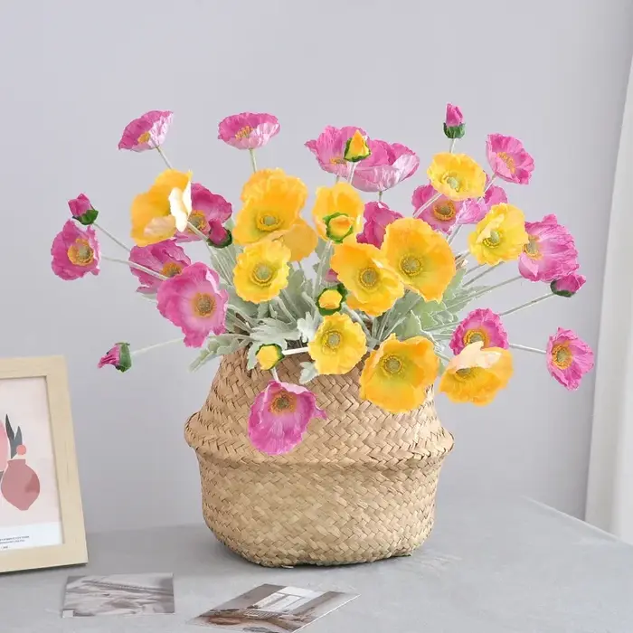 Fleur artificielle de pavot floqué pour la décoration intérieure de la maison