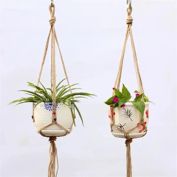 Pot de fleur corde de chanvre filet suspendu paille macramé plante cintre Pot