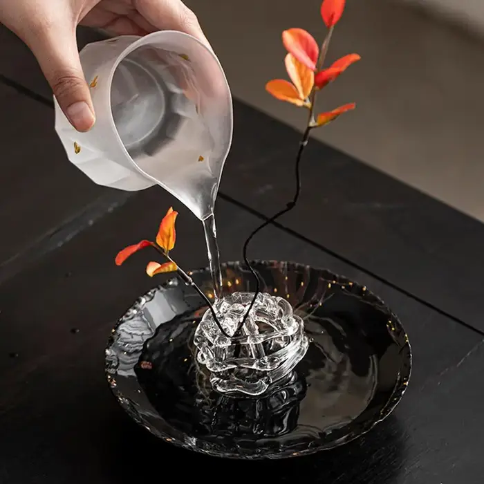 Support floral en verre soufflé à la main