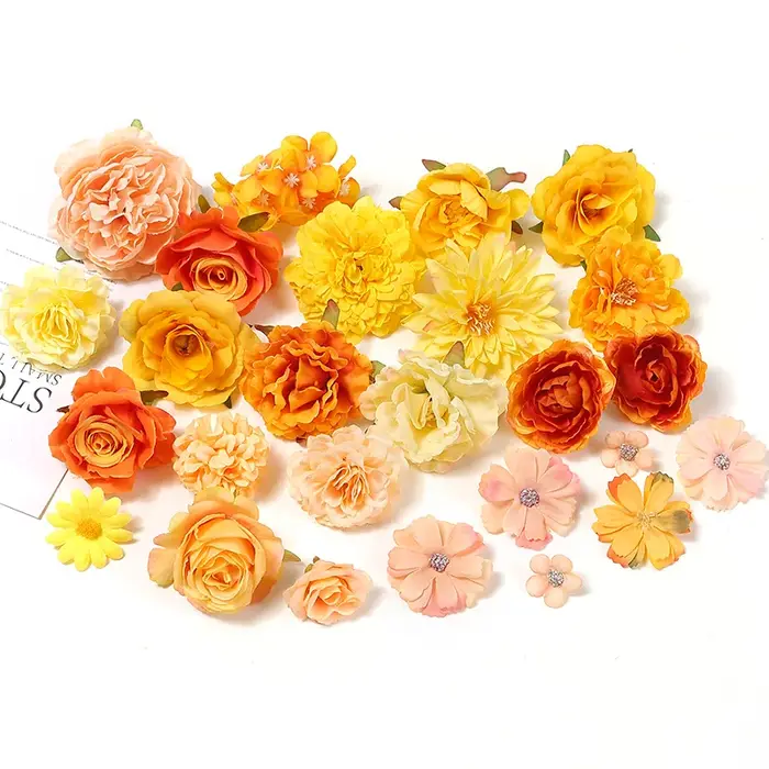 Têtes de roses artificielles série Orange