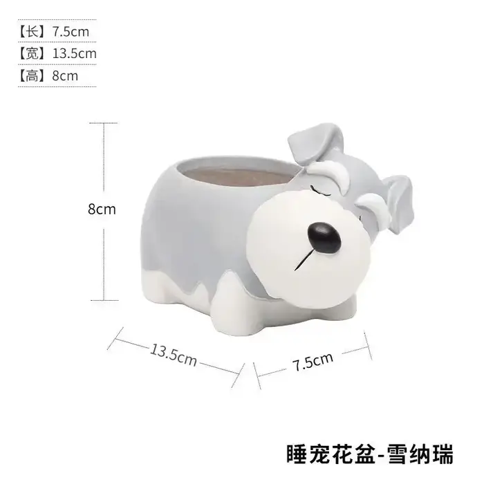 Cadeau créatif Schnauzer planteur de chien Pot de plante succulente Pots mignons pour plantes Cactus jardin décoration de bureau à domicile pour les amoureux des chiens