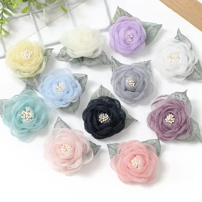 Fleur artificielle en tissu mousseline de soie