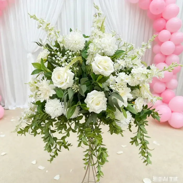 Plantes vertes fleurs artificielles décoration de mariage route plomb fleur boule Table pièce maîtresse événement décor Arrangement Floral