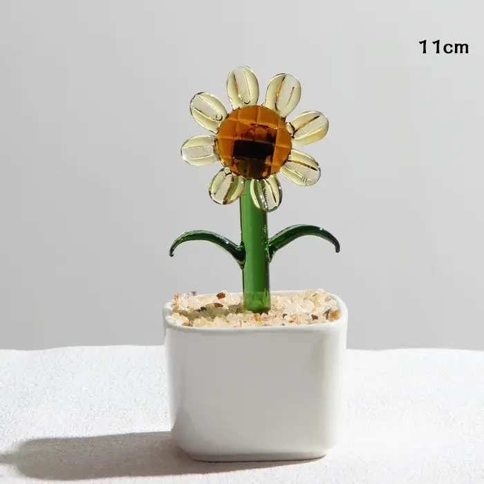 Plante en pot de germes de haricots quantiques succulentes, ornement en verre, artisanat en verre de