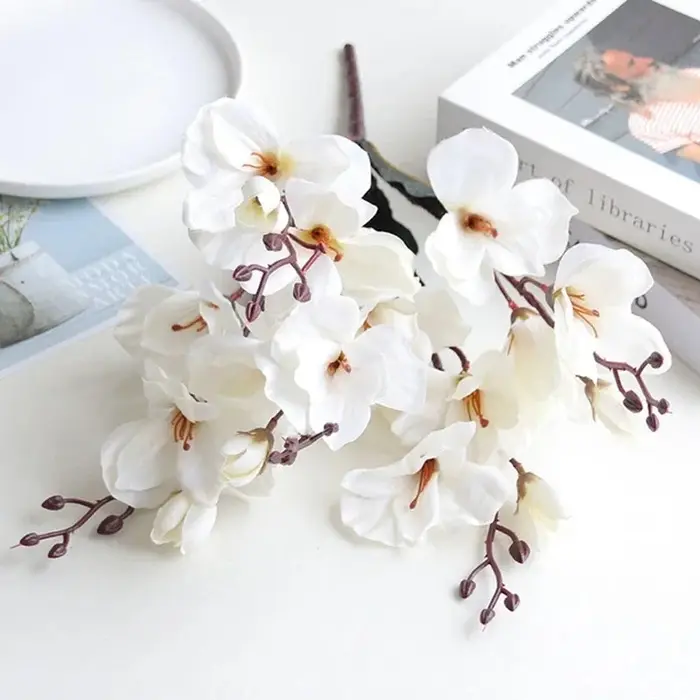 Bouquet de fleurs de magnolia artificielles, 5 fourcommuniste, 20 têtes, faux injFloral, salon, mais