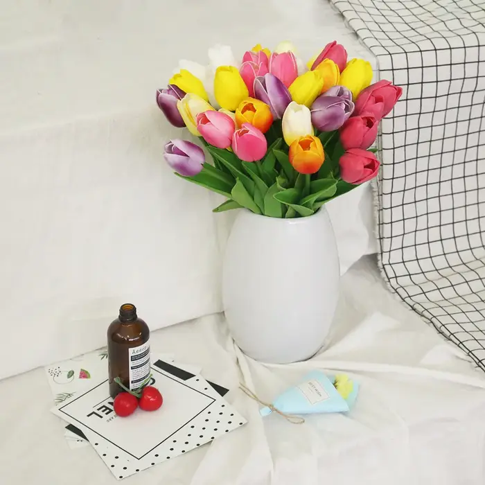 Bouquet de Tulipes Artificielles en PU pour la Décoration de la Maison