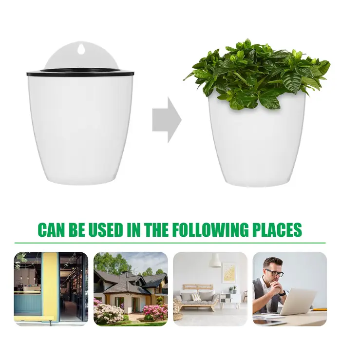 Pot de fleur mural suspendu, 7 pièces, jardinières auto-arrosage, récipient rond pour plantes de jar