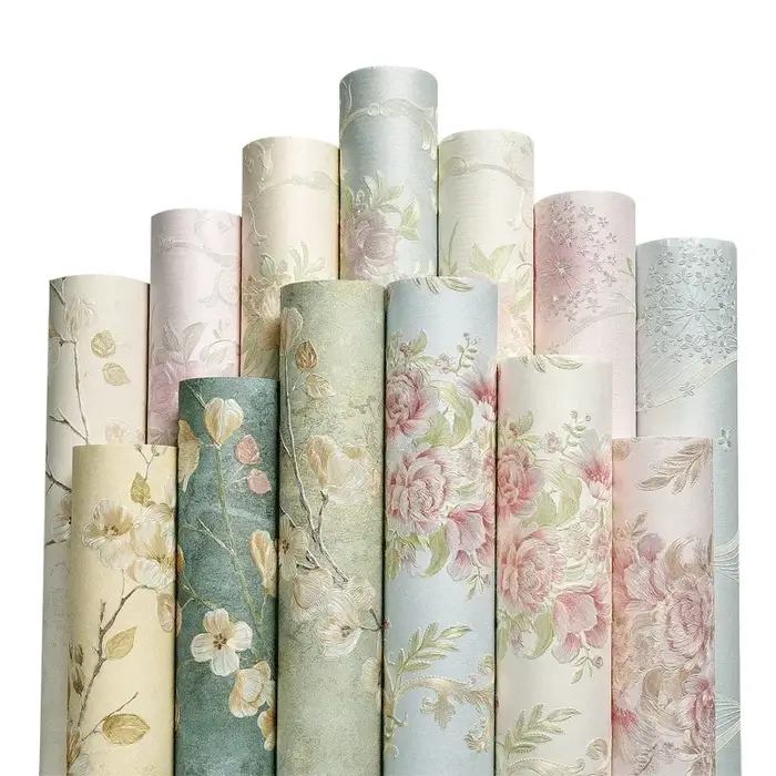 Papier peint à fleurs blanches 3D, mode moderne, Non tissé, flocage, rouleaux pour chambre à coucher, chambre d'enfants, autocollant mural de fleurs