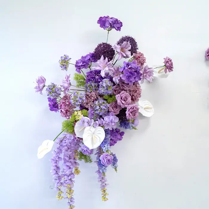 Série violette pivoine Anthurium Rose Arrangement floral accrocher