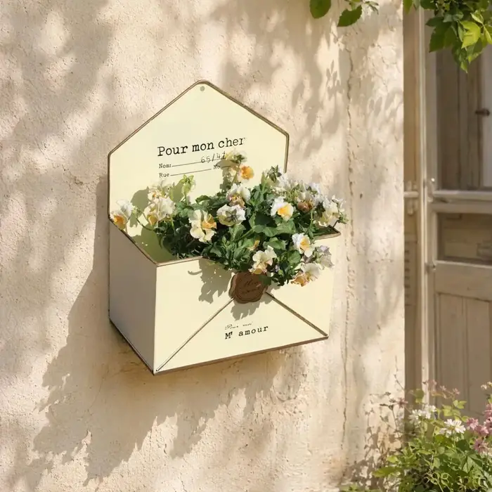 Jardinière murale vintage en forme d'enveloppe pour intérieur et extérieur