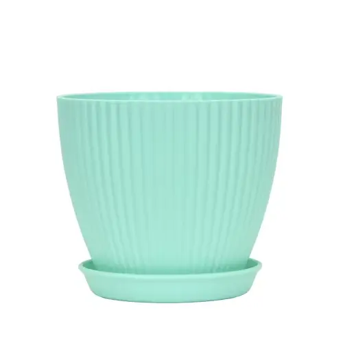 Petit pot à succulentes, pot rond en résine de style nordique avec plateau, conteneur à grain vertic