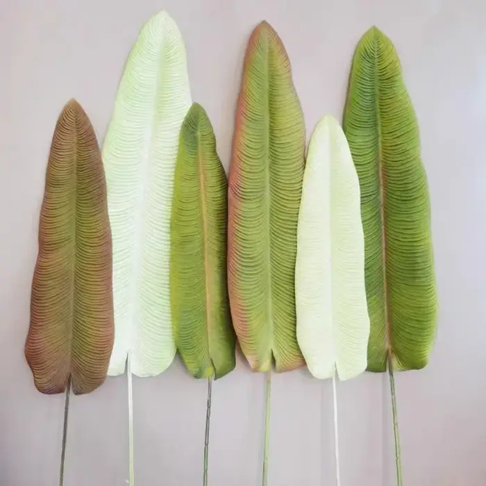 Feuilles artificielles en plastique de calla, plantes vertes, feuilles de fougère réaliste, feuilles de bananier non-décolorantes, décoration intérieure