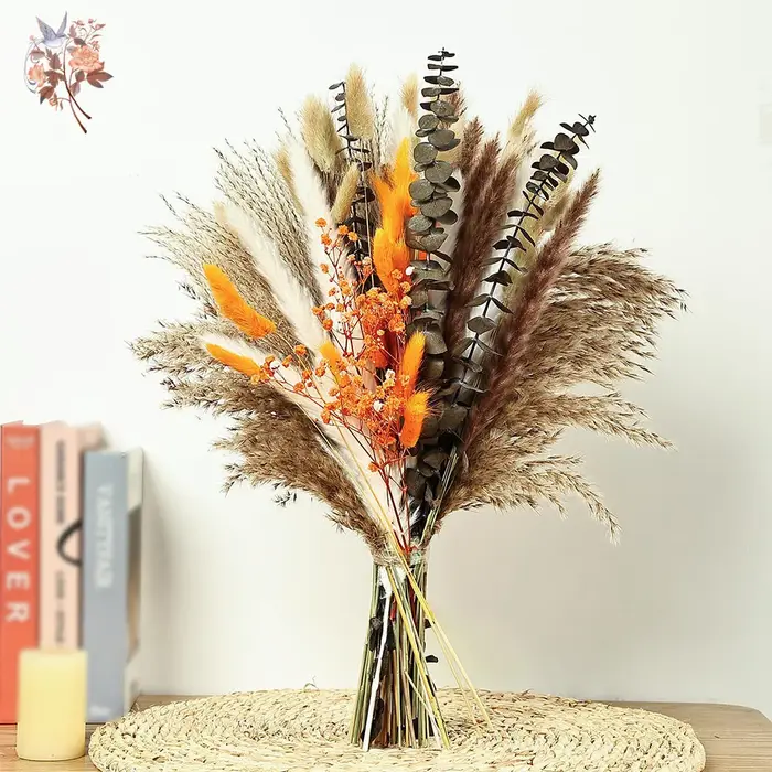 Bouquets de fleurs séchées naturelles au toucher réel
