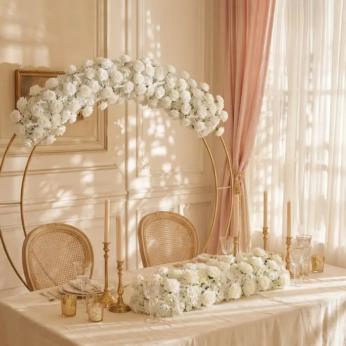 Uflower Rose blanche de luxe de 2 m pour arrangements de mariage