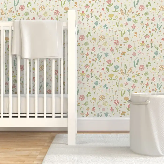 Papier peint floral minimaliste rose pour mur, papier peint peler et coller avec des fleurs Non tissé/auto-adhésif, décoration de pièce