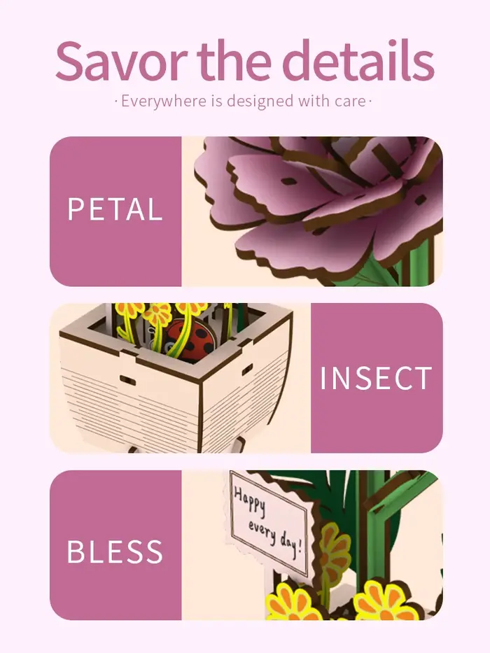 Fleur de pivoine en bois, plante de Pot de fleur en bois assemblée, adaptée à l'arrangement de décoration de la maison, cadeau de vacances du nouvel an 1 pièce